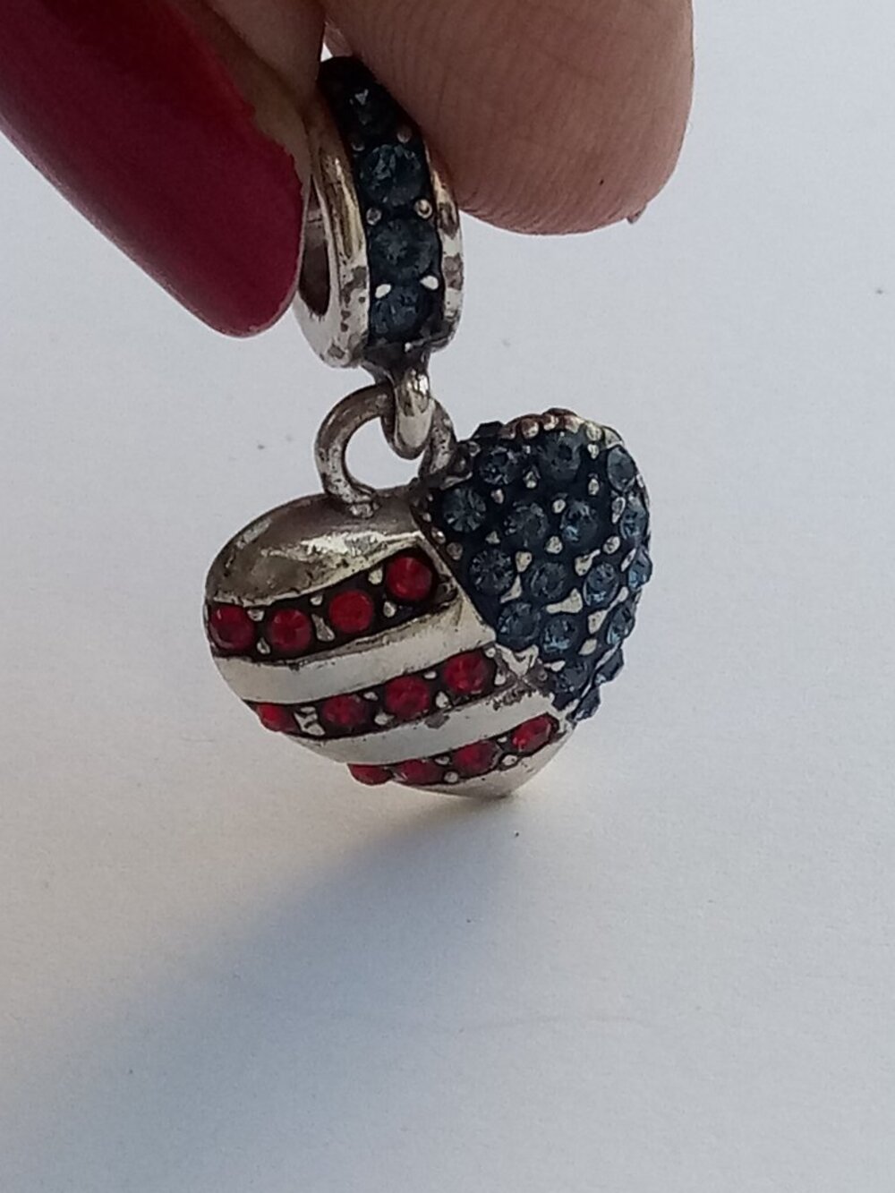 Brighton OF THE HEARTLAND Dangle HEART Charm RED WHITE BLUE